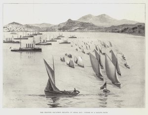 A regata do esquadrão do canal em Arosa Bay, acabamento de uma regata à vela de Charles John de Lacy